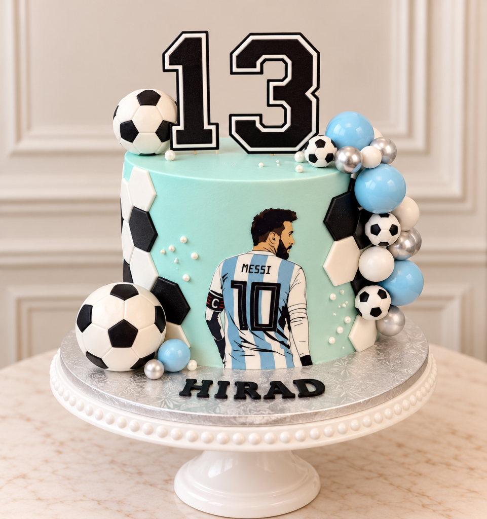 Soccer birthday cake for boys in Montreal
